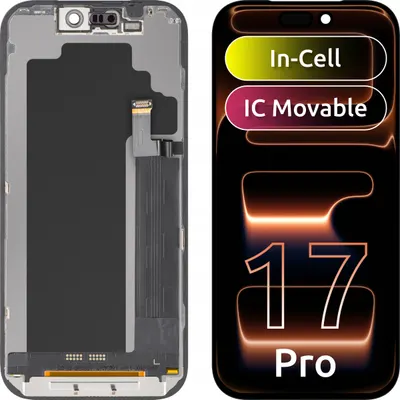 Display cu Touchscreen ZY pentru Apple iPhone 17 Pro, cu Rama, Versiune LCD In-Cell IC Movable, Negru