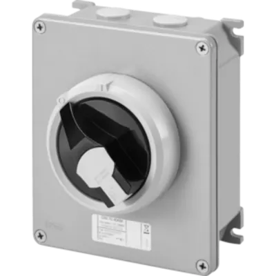 Selector rotativ - HP- montaj aparent - COMMAND - METAL BOX - 25A 2P - blocabil BLACK KNOB - IP66
