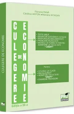 Culegere de economie pentru admiterea la Facultatea de Drept Ed.3