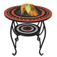 Gossi masa cu vatra de foc, mozaic, caramiziu si alb, 68 cm, ceramica