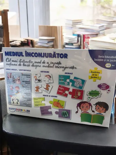 Mediul Înconjurător – Joc educativ 4 în 1 (Puzzle cu animale, fructe, legume, luni și antonime),En-gros
