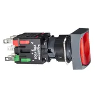Buton Iluminat Rosu Ø 16, dreptunghiular, Blocare Incastrata, 12, 24 V, 1Nc