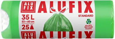 Saci de gunoi cu legături ALUFIX - 35 l, 25 buc., verzi