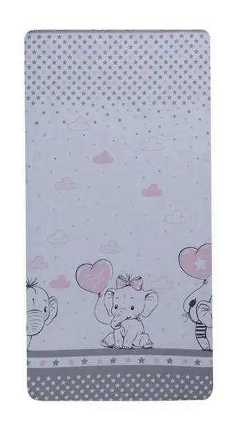 Set 2 cearceafuri din bumbac pentru saltea Beberoyal 120x60 cm Love Elephants Roz