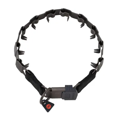 Zgarda Neck-Tech Sport Hermann Sprenger pentru dresaj, din otel inoxidabil NEGRU MAT cu catarama rapida - 60 cm