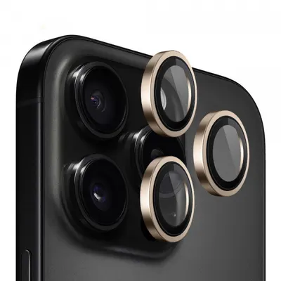 Folie de protectie Camera Spate Blueo Metal Frame pentru Apple iPhone 16 Pro Max / 16 Pro, Sticla Securizata, Bronz