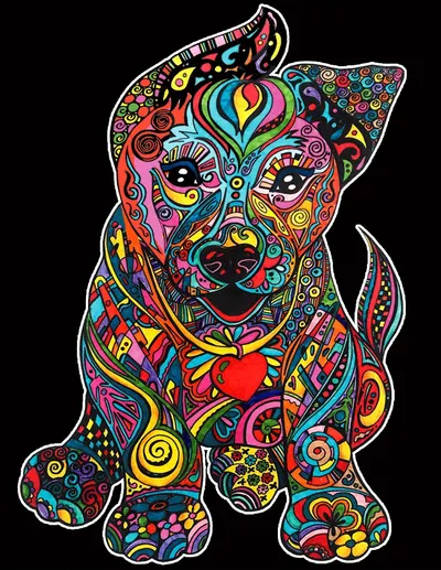 Tablou de colorat ColorVelvet - Câine, 29,7 x 21 cm