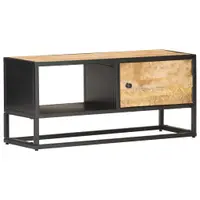 Gossi comoda tv cu usa sculpata, 90 x 30 x 40 cm, lemn de mango brut