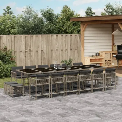 Gossi set mobilier de gradina cu perne, 17 piese, gri, poliratan
