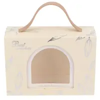 Cutie dreptunghiulară cu fereastră arcadă și mâner din piele - alb (set 50 buc) 17x6x12cm - Default Title