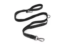 Lesa multifunctionala pentru caini, neagra, cu bungee si inel D metalic, lungime 120-170 cm, pentru caini cu greutate de pana la 48 kg