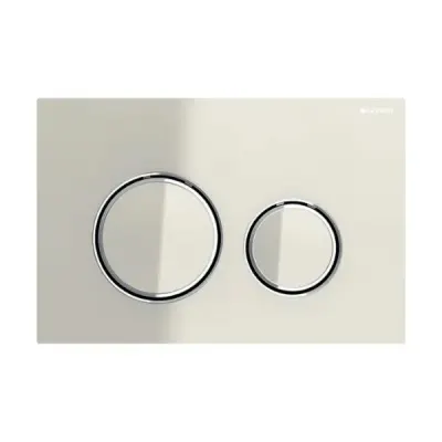 Clapeta actionare dubla rezervor wc, gri nisip sticla lucioasa cu inele de design crom, Geberit Sigma50