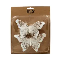 Set fluturi decorativi alb cu clips