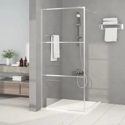 vidaXL Paravan duș walk-in argintiu 90x195 cm sticlă ESG transparentă