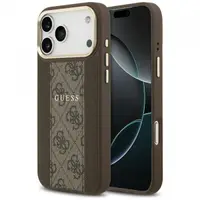Husa MagSafe pentru Apple iPhone 17 Pro, Guess, 4G Stripe, Maro