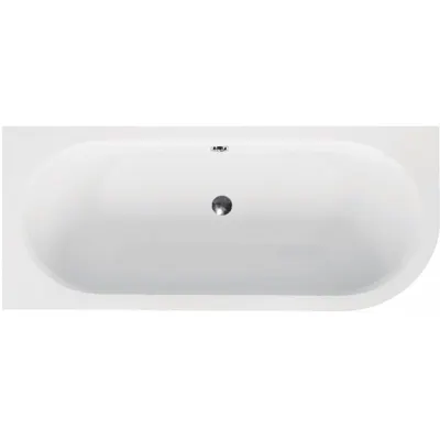 Cada baie asimetrica alba, acril, 160 x 75 cm, orientare stanga, Besco Avita