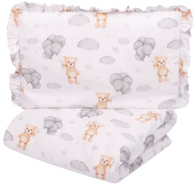 Set de lenjerie de pat pentru bebeluși din 2 piese Sensillo - Urs gri, 100 х 135 cm