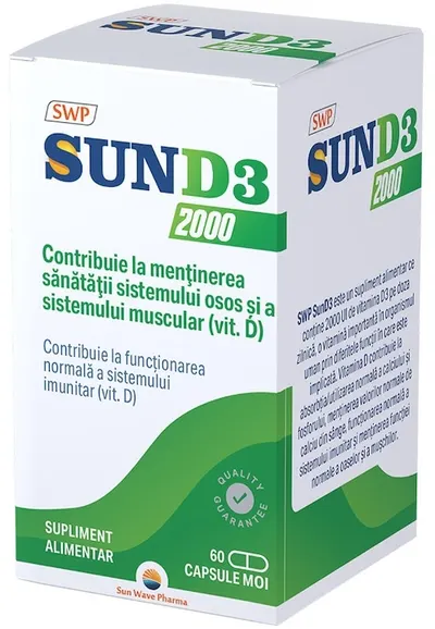 Sun D3, 2000 IU, 60 capsule , Sun Wave Pharma