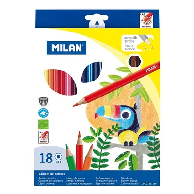 Creioane colorate, 18buc/set, hexagonal, Milan