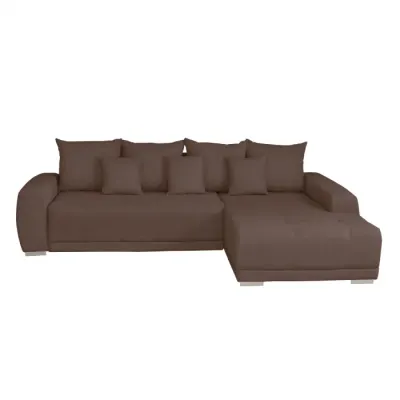 Coltar MARIBO L extensibil, cu arcuri si lada depozitare, colt dreapta, maro, 282x205x92 cm