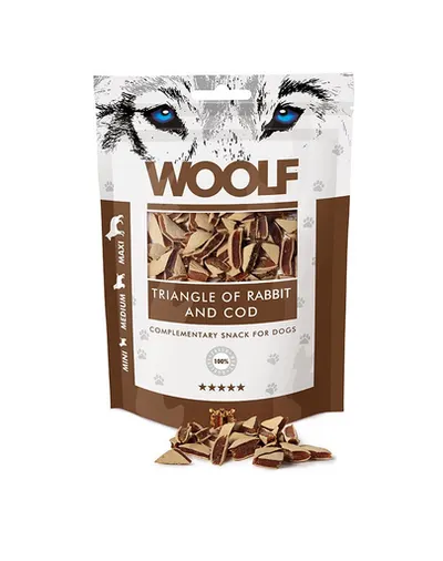WOOLF Rabbit And Cod Triangle 100g triunghi cu iepure si cod, pentru caini