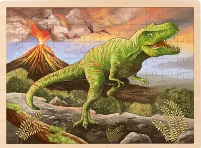 Puzzle din lemn Goki - T-Rex