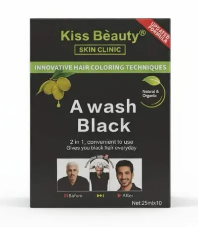 Kiss Beauty Sampon colorant de culoare neagra cu ulei de masline 25 ml x 10 buc Black