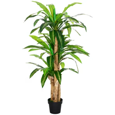 Outsunny Dracaena Artificială cu 66 de Frunze Mușchi Plantă Artificială pentru Decorațiuni Grădină Balcon Birou Living Ø20x160 cm Verde | Aosom Romania
