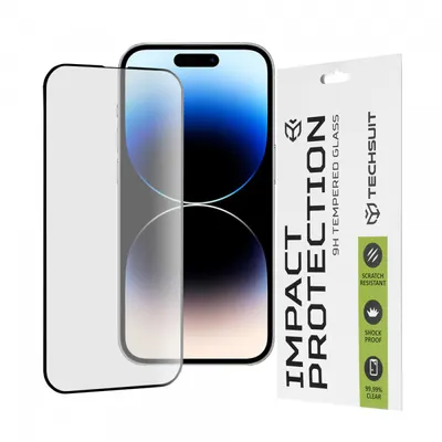 Folie de protectie Ecran Techsuit pentru Apple iPhone 14 Pro, Sticla Securizata, Full Glue, 111D, Neagra