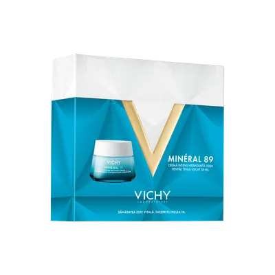 Xmas Pachet crema intens hidratanta 100H pentru tenul uscat Mineral 89, 50 ml, Vichy