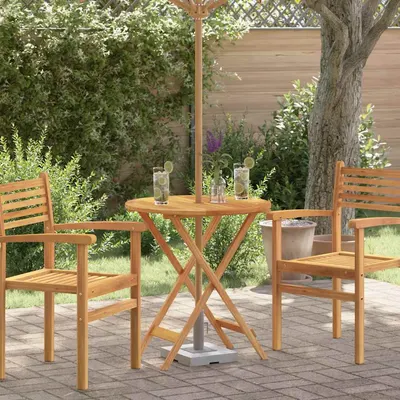 vidaXL Masă de grădină pliabilă, Ø60x75 cm, lemn masiv eucalipt