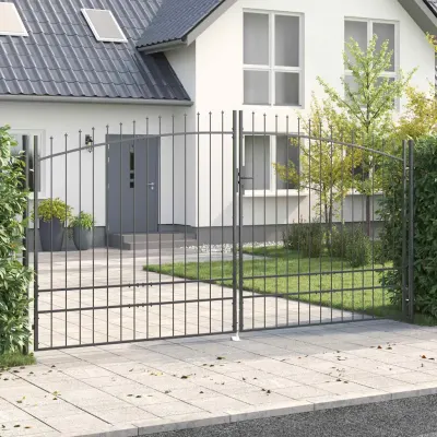vidaXL Poartă Dublă WOERDEN 400 x 249,5 cm Oțel Gri Blocat