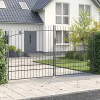 vidaXL Poartă Dublă WOERDEN 400 x 249,5 cm Oțel Gri Blocat