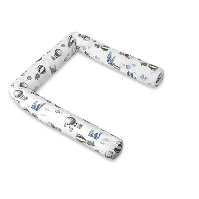 Aparatoare pentru patut, MimiNu, Tip rulou, Cu husa detasabila, Lungime 180 cm, Din bumbac certificat Oeko Tex Standard 100, Blue Plane
