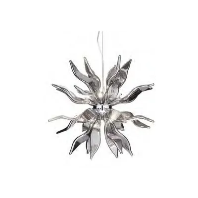 Corp de iluminat suspendat lucrat manual cu sticla suflata si elemente decorative cromate 800