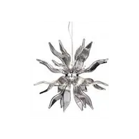 Corp de iluminat suspendat lucrat manual cu sticla suflata si elemente decorative cromate 800