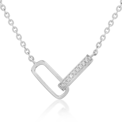 Lant cu pandantiv din aur alb cu diamante de 0.026ct