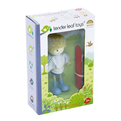 Figurina Edward si Skateboard-ul din lemn premium - cu membre ajustabile