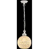 Lampa suspendata Keramos,1 bec dulie E27, 230V,D.18 cm, H.41 cm,Alb-Auriu