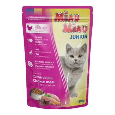 Hrana Umeda Pisici MIAU MIAU Junior Pui in Sos 100g 100g