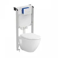 Set vas wc suspendat rimless Cersanit Moduo si rezervor incastrat PROSYS cu clapeta Oleas M1 alb lucios, Ideal Standard