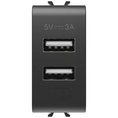 Sursa de alimentare usb tip A+A 3A 1 modul Gewiss Chorus GW12447, negru satin