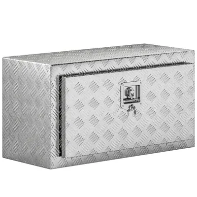 HOMCOM Cutie de Unelte din Aluminiu cu Încuietoare și 2 Chei, Cutie de Depozitare 96L, Rezistentă și Impermeabilă, pentru Pick-Up, Camper, Remorci, 76,2x35,5x40,6cm, Argintiu | Aosom Romania