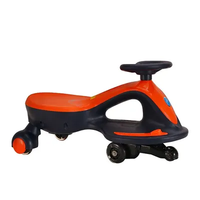 Vehicul electric tip PlasmaCar pentru copii Nichiduta, design sportiv fara pedale, volan ergonomic, cu baterie reincarcabila de 6V4.5AH, dimensiune 73 x 34.5 x 39 cm, blue orange