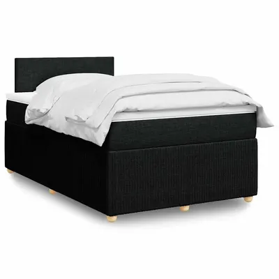 Gossi pat box spring cu saltea, negru, 120x200 cm, textil