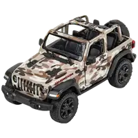 Masinuta die-cast Jeep Wrangler 2018, scara 1:34, cu functie pull-back, 12.5 cm lungime, fara capota, bej