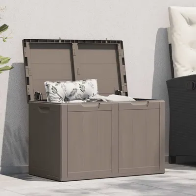 vidaXL Cutie de depozitare pentru grădină, maro, 180L, aspect de lemn din PP