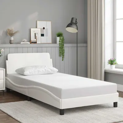 vidaXL Cadru de pat, Dover, alb, 100x200 cm, piele ecologică