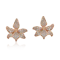 Cercei florali din aur roz cu diamante de 1.7ct