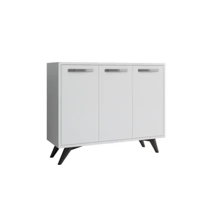 Comoda PIFFA, 3 usi, alb, 100x35x82 cm